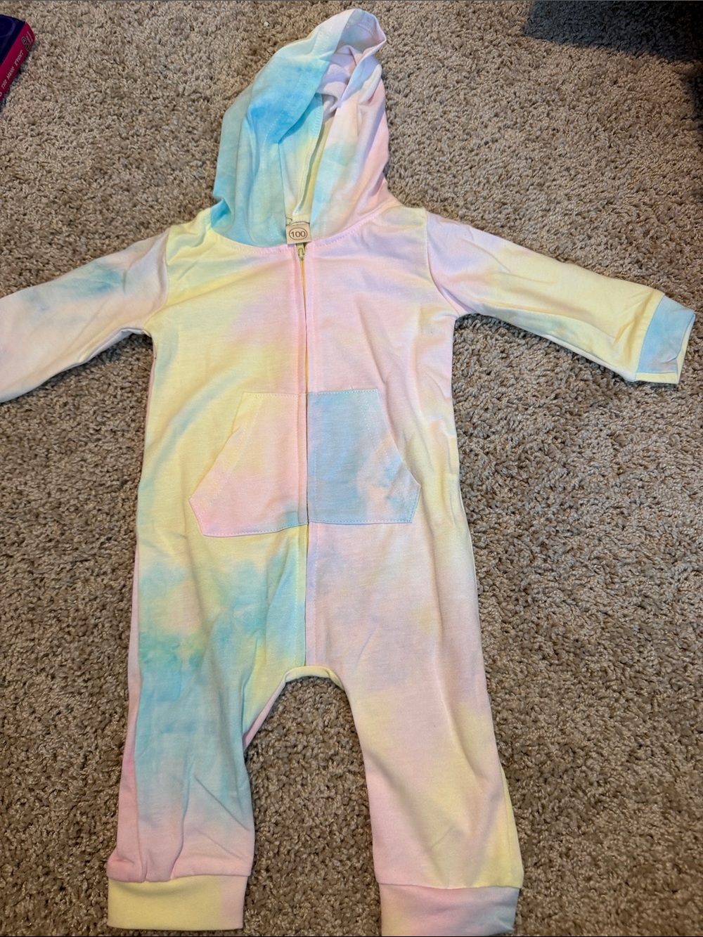 ***6 for $20***Pastel Rainbow Tie-Dye Hooded Baby One-Piece